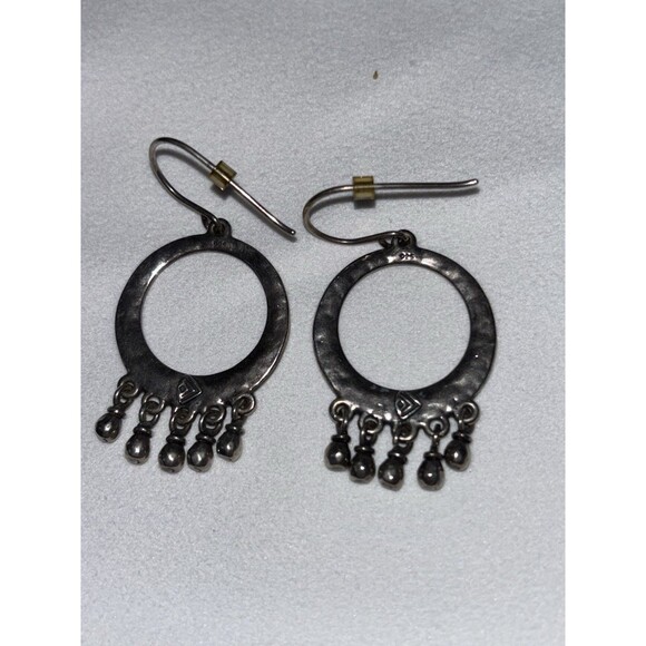 Silpada Sterling Silver Hammered Circle Cha Cha Bead Earrings Retired,Dangle EUC - Picture 2 of 3